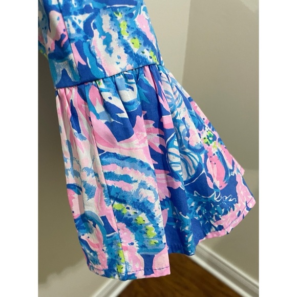 EUC Lilly Pulitzer Pink and Blue Floral Romper Mini Dress, Size 2 - Picture 3 of 16